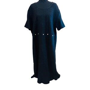 Studio Ease Black 100% Linen Maxi Dress Plus Womens 24W Lagenlook Sustainable